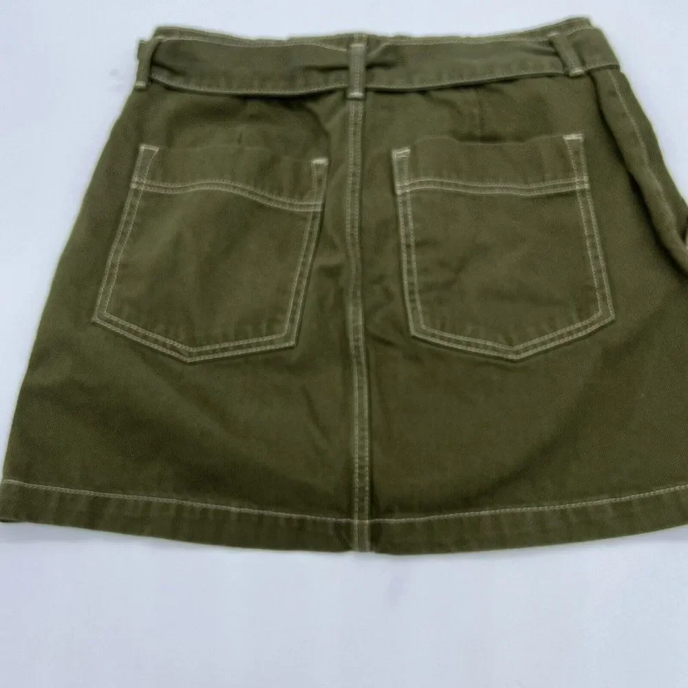 Topshop Moto Green Belted Denim Skirt Size 8